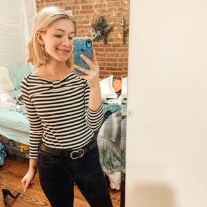 Kate Spade Black/White Striped Top